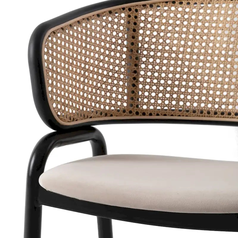 Chaise de salle à manger moderne Ervilla avec dossier en osier, siège rembourré en velours et accoudoirs pour salle à manger et cuisine, ensemble de 4 - 29.9
