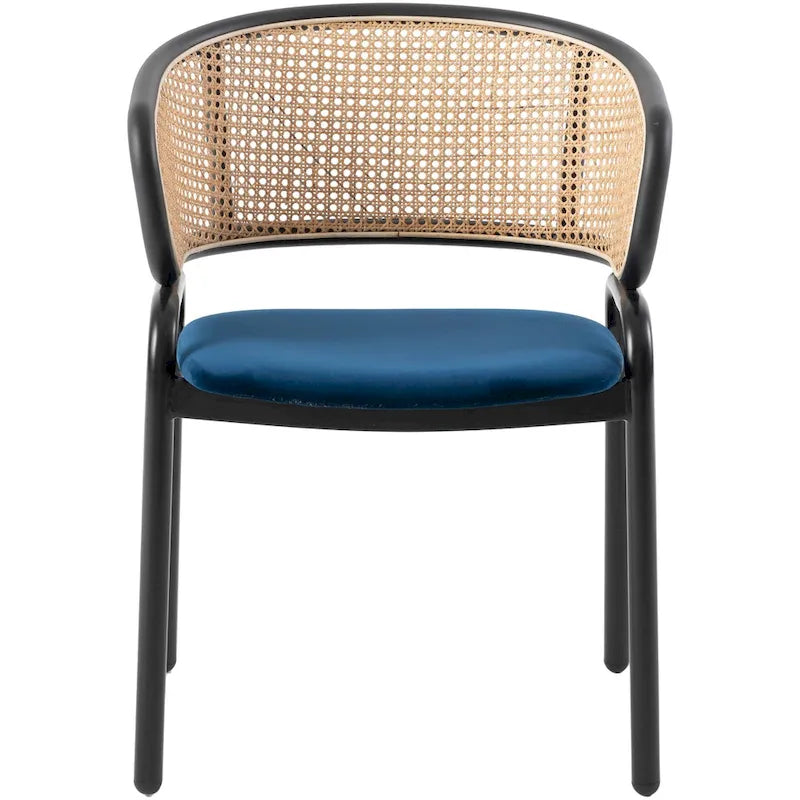 Chaise de salle à manger moderne Ervilla avec dossier en osier, siège rembourré en velours et accoudoirs pour salle à manger et cuisine, ensemble de 4 - 29.9