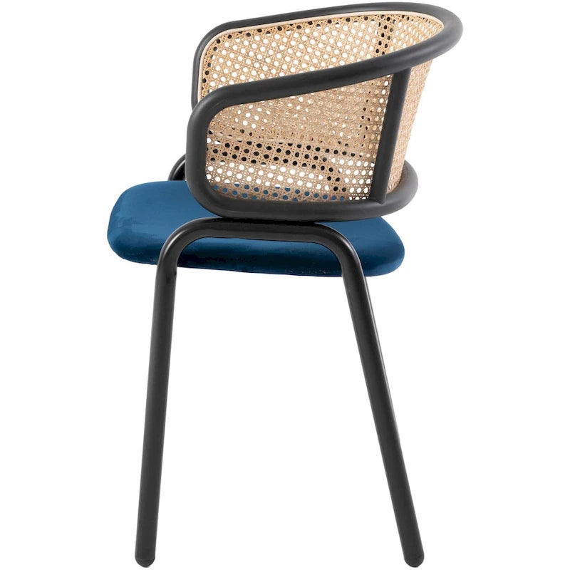 Chaise de salle à manger moderne Ervilla avec dossier en osier, siège rembourré en velours et accoudoirs pour salle à manger et cuisine, ensemble de 4 - 29.9