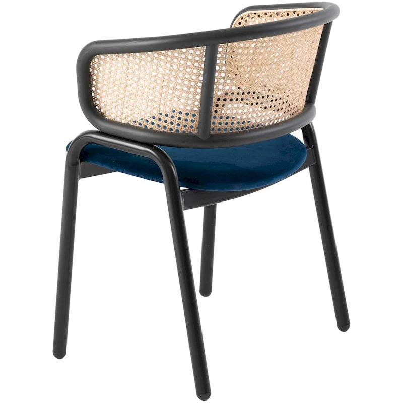 Chaise de salle à manger moderne Ervilla avec dossier en osier, siège rembourré en velours et accoudoirs pour salle à manger et cuisine, ensemble de 4 - 29.9