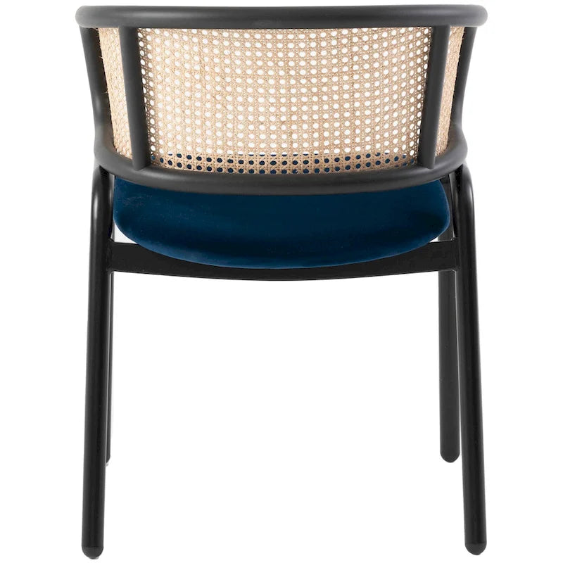 Chaise de salle à manger moderne Ervilla avec dossier en osier, siège rembourré en velours et accoudoirs pour salle à manger et cuisine, ensemble de 4 - 29.9