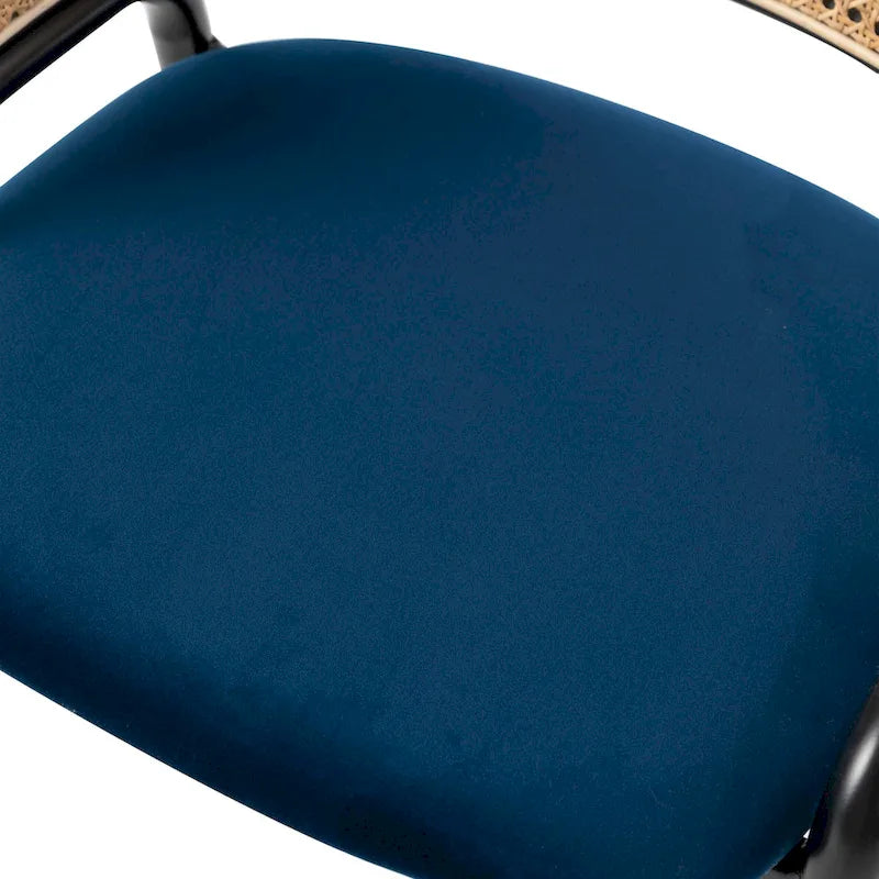 Chaise de salle à manger moderne Ervilla avec dossier en osier, siège rembourré en velours et accoudoirs pour salle à manger et cuisine, ensemble de 4 - 29.9