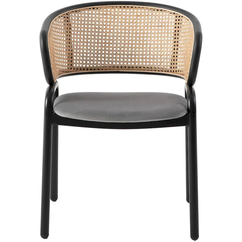 Chaise de salle à manger moderne Ervilla avec dossier en osier, siège rembourré en velours et accoudoirs pour salle à manger et cuisine, ensemble de 4 - 29.9