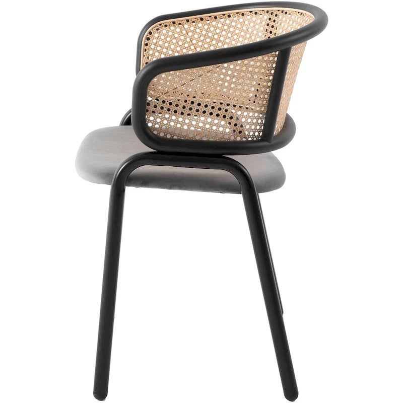 Chaise de salle à manger moderne Ervilla avec dossier en osier, siège rembourré en velours et accoudoirs pour salle à manger et cuisine, ensemble de 4 - 29.9