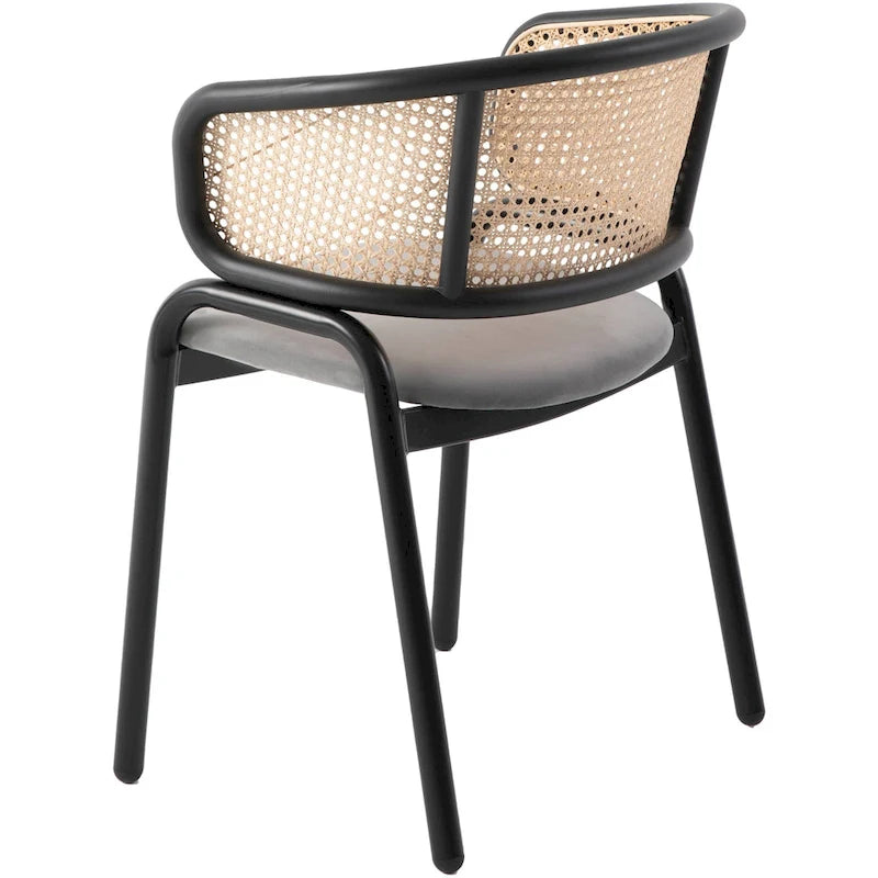 Chaise de salle à manger moderne Ervilla avec dossier en osier, siège rembourré en velours et accoudoirs pour salle à manger et cuisine, ensemble de 4 - 29.9