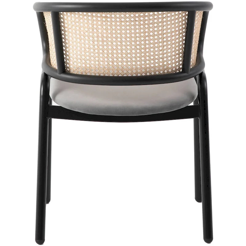 Chaise de salle à manger moderne Ervilla avec dossier en osier, siège rembourré en velours et accoudoirs pour salle à manger et cuisine, ensemble de 4 - 29.9