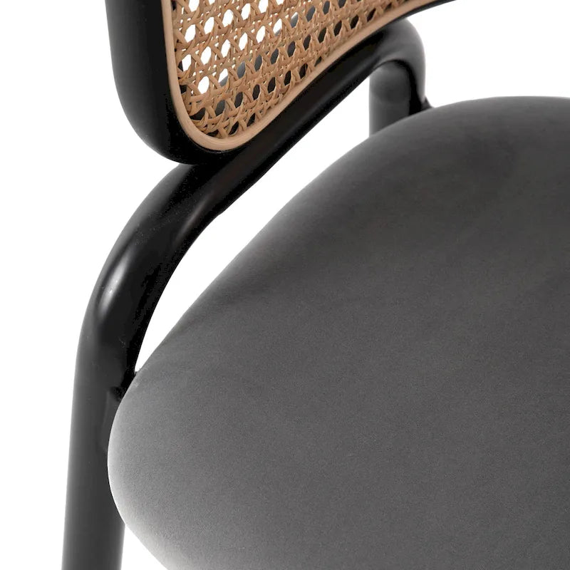 Chaise de salle à manger moderne Ervilla avec dossier en osier, siège rembourré en velours et accoudoirs pour salle à manger et cuisine, ensemble de 4 - 29.9