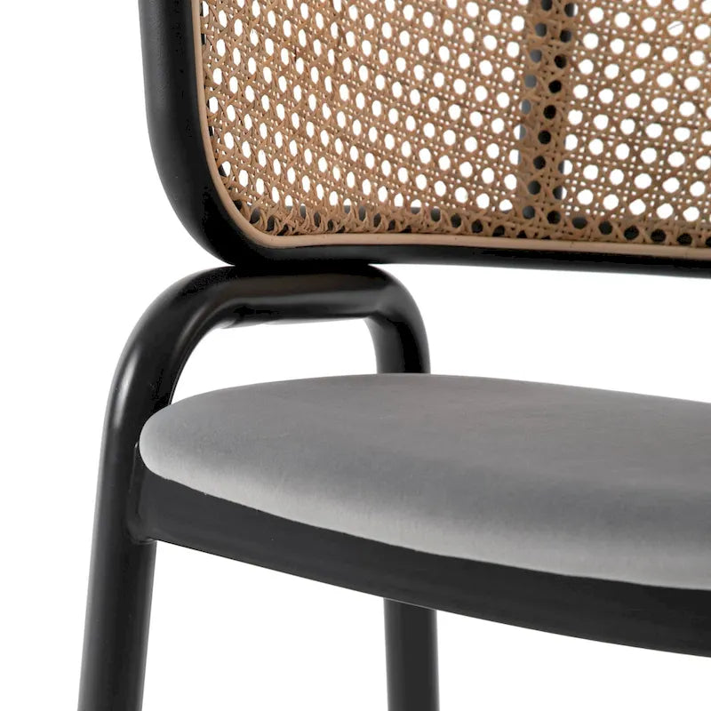 Chaise de salle à manger moderne Ervilla avec dossier en osier, siège rembourré en velours et accoudoirs pour salle à manger et cuisine, ensemble de 4 - 29.9