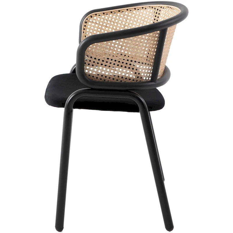 Chaise de salle à manger moderne Ervilla avec dossier en osier, siège rembourré en velours et accoudoirs pour salle à manger et cuisine, ensemble de 4 - 29.9