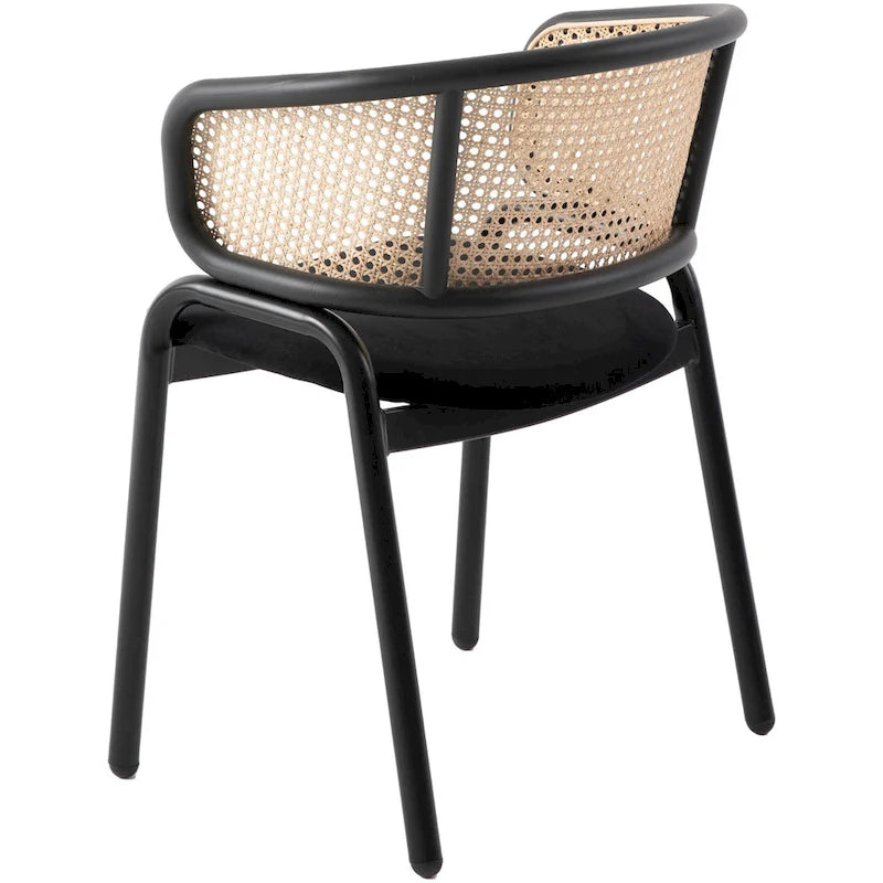 Chaise de salle à manger moderne Ervilla avec dossier en osier, siège rembourré en velours et accoudoirs pour salle à manger et cuisine, ensemble de 4 - 29.9