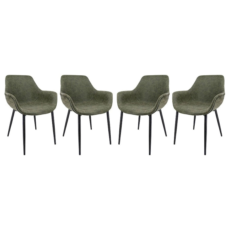 Markley-Leder-Esszimmerstuhl mit Eisenbeinen, 4er-Set, moderner Akzent-Armlehnstuhl