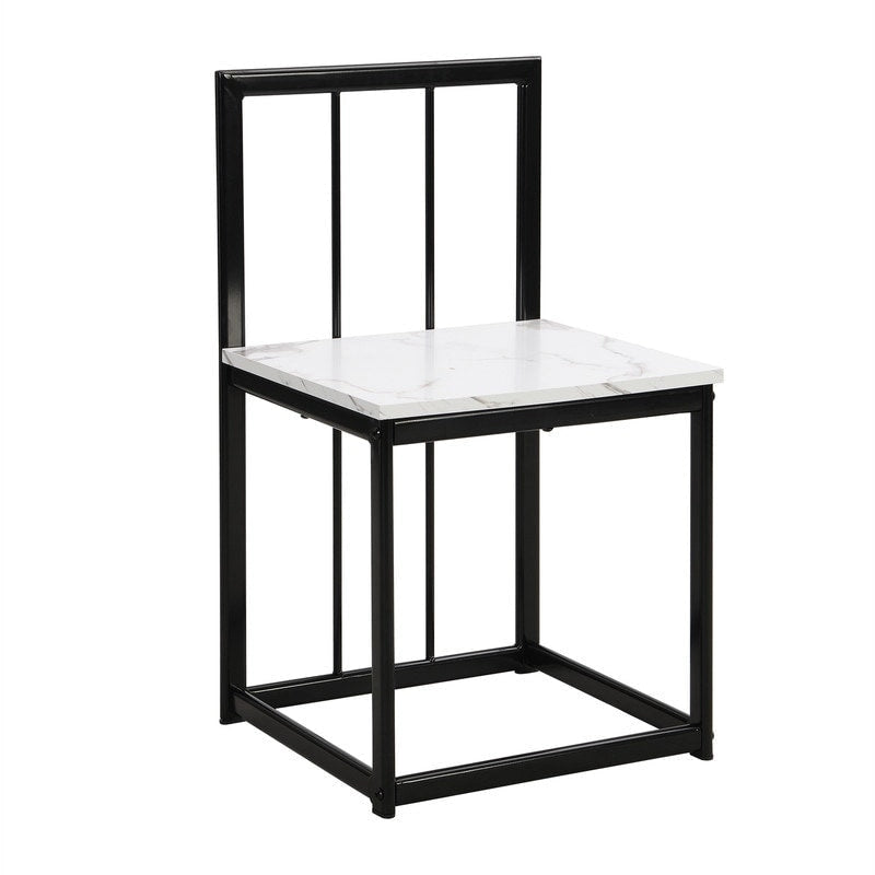 7-teiliges Mid-Century-Esszimmerset für 6 Personen, Küchentisch-Set mit Esstisch in Marmoroptik und 6 Stühlen