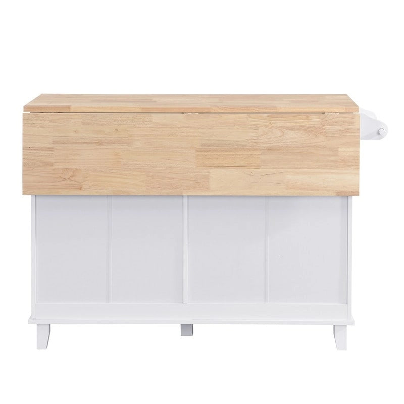 3-Piece Kitchen Island Set with Drop Leaf and 2 Seatings, Dining Table Set with Storage Cabinet, Drawers and Towel Rack