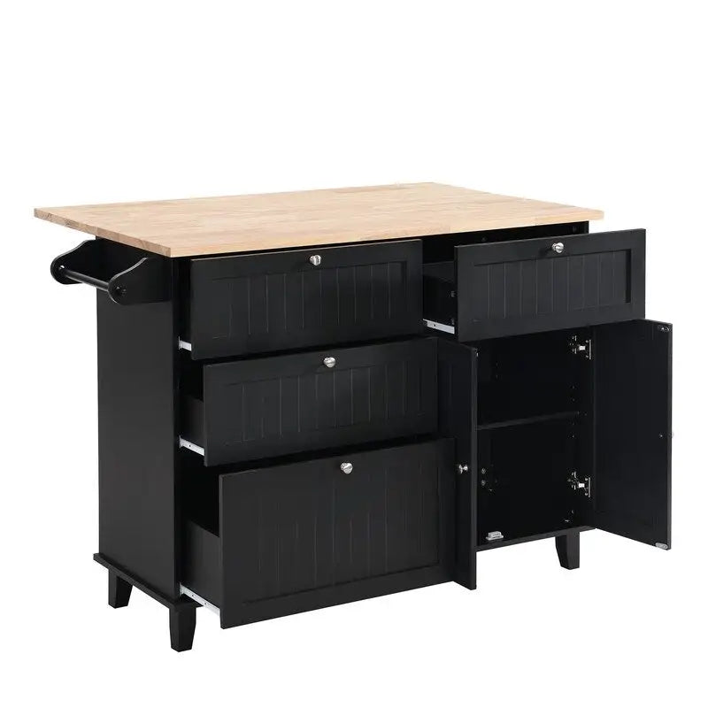 3-Piece Kitchen Island Set with Drop Leaf and 2 Seatings, Dining Table Set with Storage Cabinet, Drawers and Towel Rack