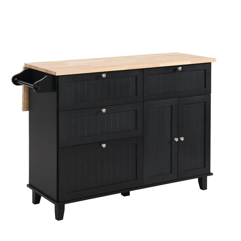 3-Piece Kitchen Island Set with Drop Leaf and 2 Seatings, Dining Table Set with Storage Cabinet, Drawers and Towel Rack