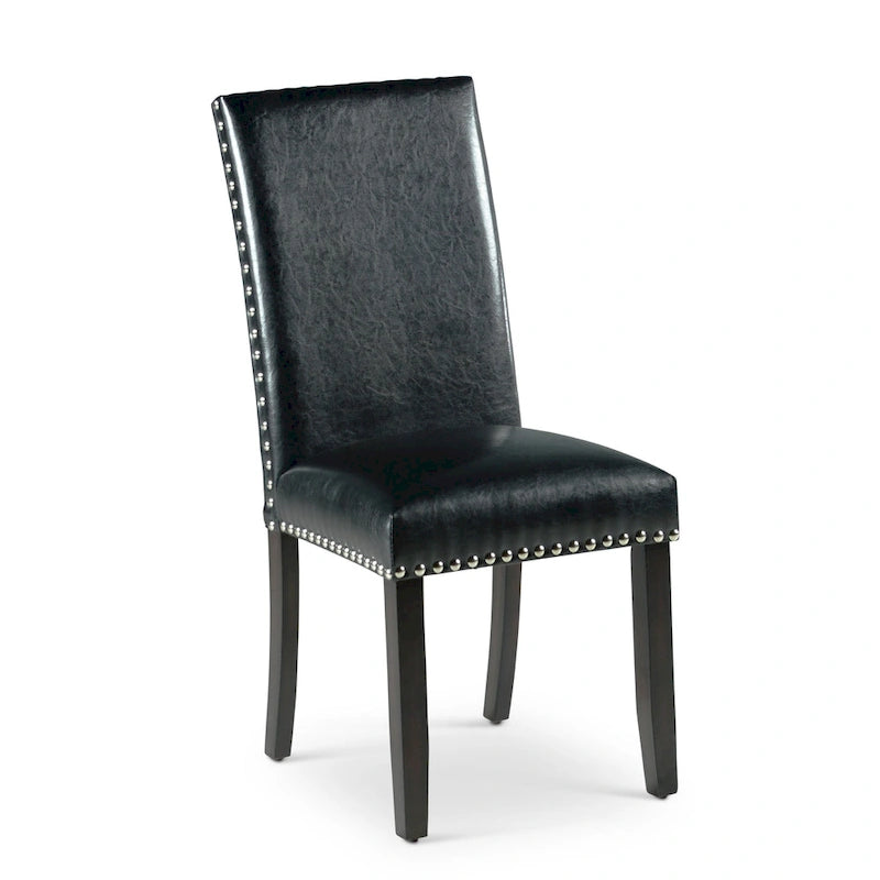 Silla de comedor de cuero sintético Winlock de Steve Silver con tachuelas, conjunto de 2