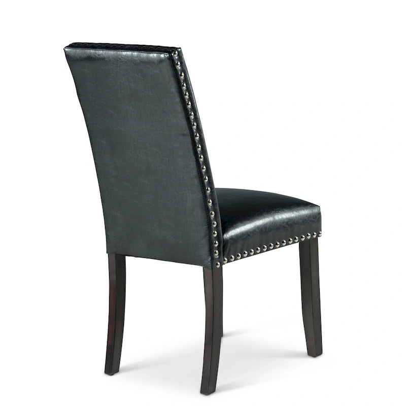 Silla de comedor de cuero sintético Winlock de Steve Silver con tachuelas, conjunto de 2