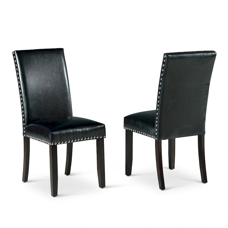 Silla de comedor de cuero sintético Winlock de Steve Silver con tachuelas, conjunto de 2