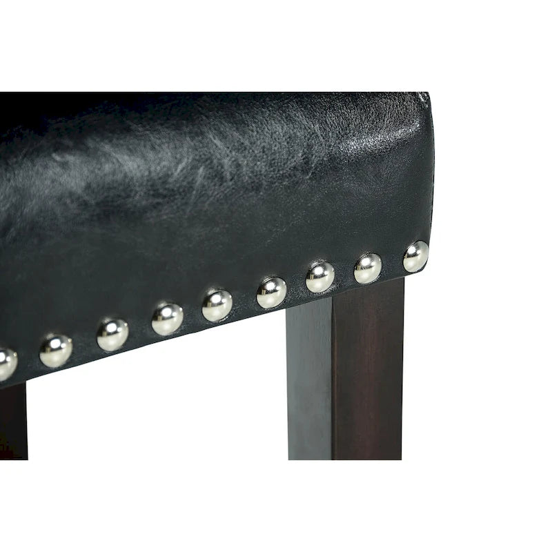 Silla de comedor de cuero sintético Winlock de Steve Silver con tachuelas, conjunto de 2