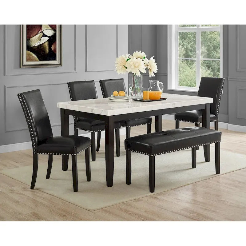 Silla de comedor de cuero sintético Winlock de Steve Silver con tachuelas, conjunto de 2