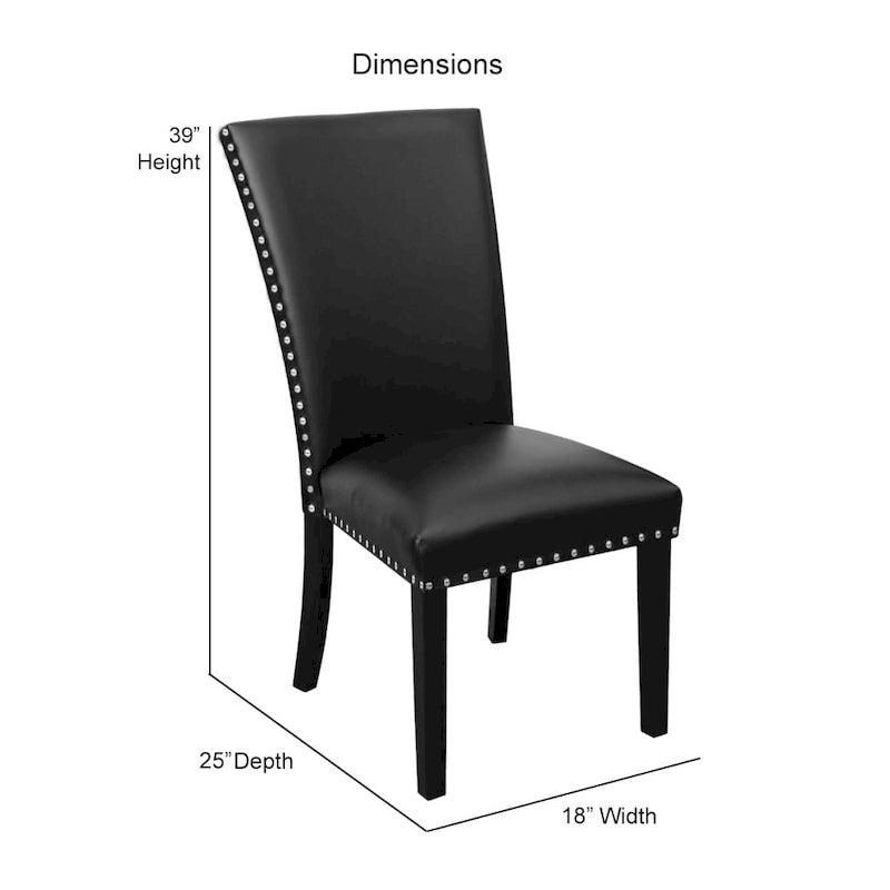 Silla de comedor de cuero sintético Winlock de Steve Silver con tachuelas, conjunto de 2