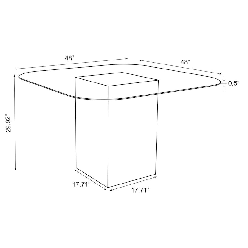 Somette Valor Esstisch mit Surfbrett-Design und transparenter Glasplatte