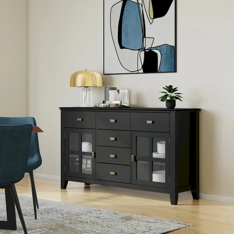 Aparador buffet de madera maciza de estilo transicional Stratford de WYNDENHALL - 54 pulgadas de ancho