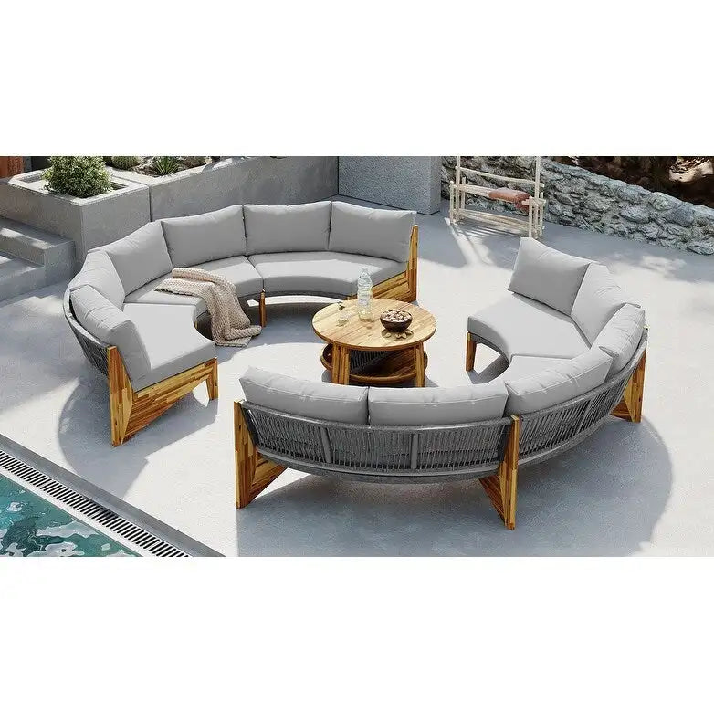 Ensemble de salon extérieur pour 6 personnes avec coussins et 1 table basse