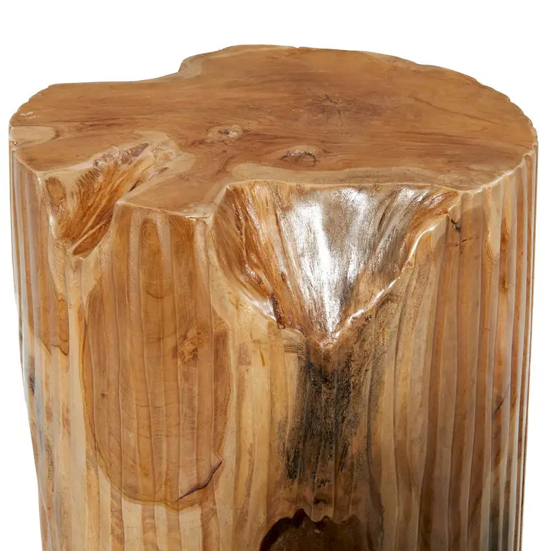 Teak Wood Handmade Live Edge Tree Stump Accent Table - Brown - Roche River Decor - 12W x 12L x 16H