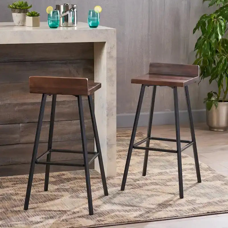 Zeitgenössische Barhocker für den Innenbereich aus Akazienholz von Christopher Knight Home (2er-Set)