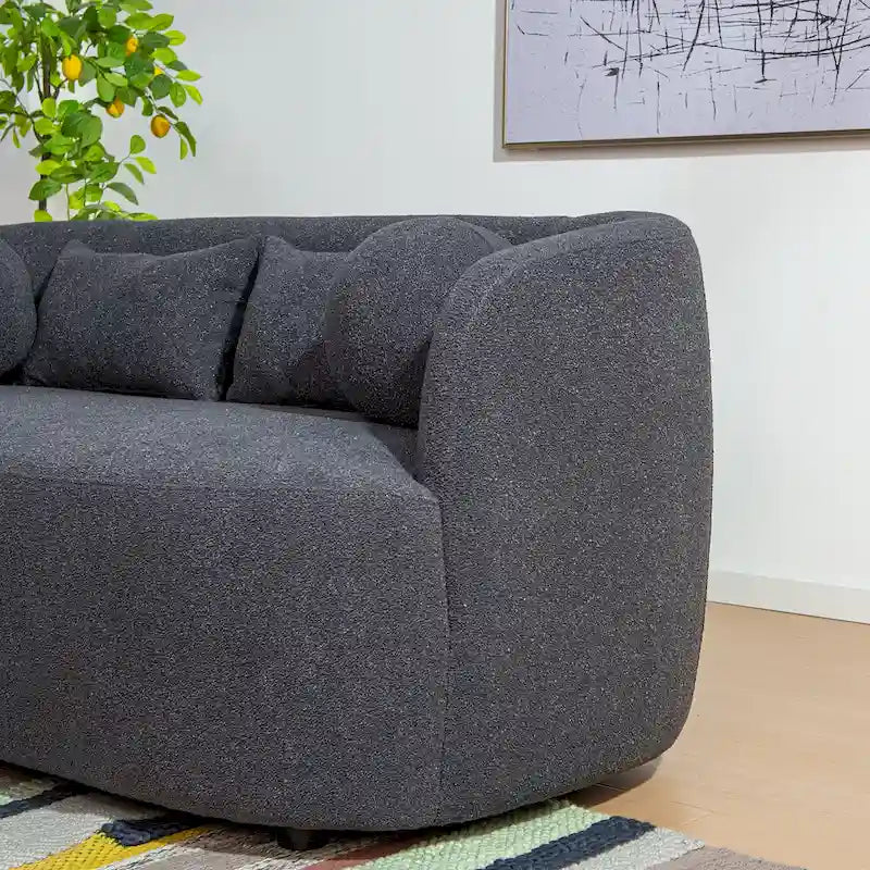 KINWELL Boucle Upholstered 2-Seats Loveseat with Pillows