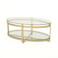Table basse ovale moderne glamour en verre trempé avec cadre en fer Plumeria de Christopher Knight Home