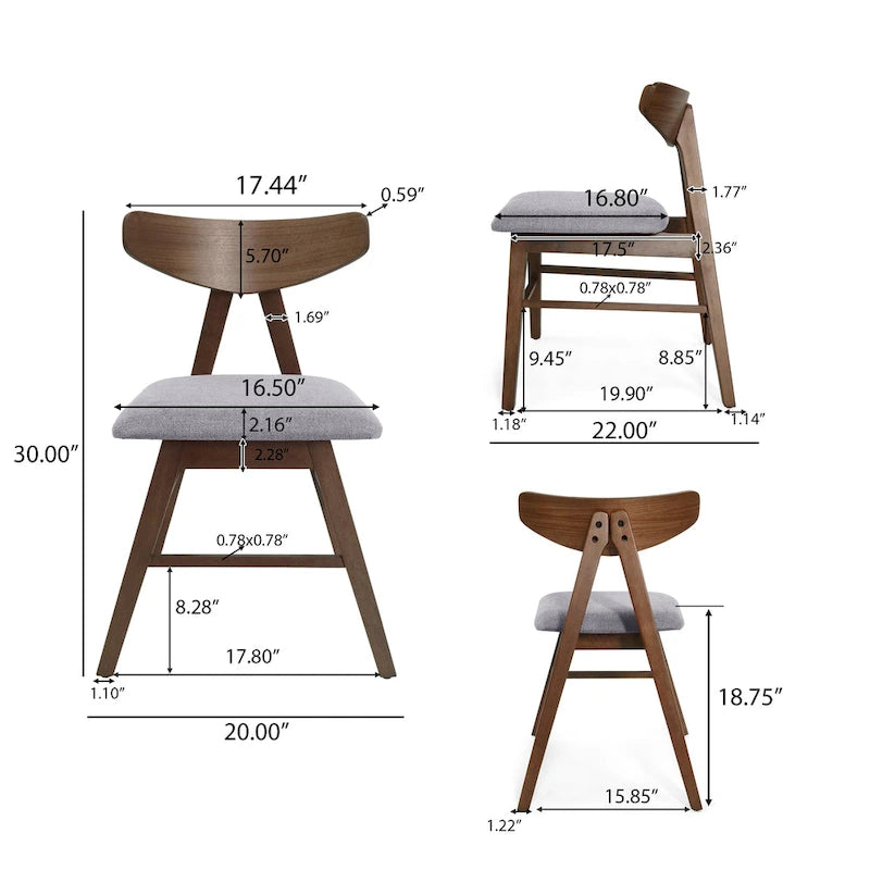 Chaises de salle à manger en tissu et bois d’hévéa Stocker (ensemble de 2) par Christopher Knight Home
