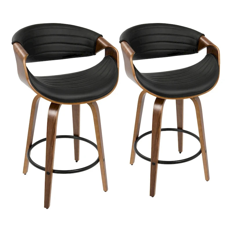 Carson Carrington Kanteborg 26 Fixed-Height Counter Stool with Bent Wood Legs & Round Footrest (Set of 2)