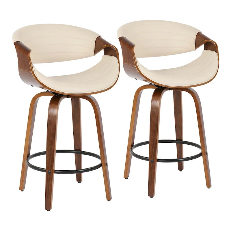 Carson Carrington Kanteborg 26 Fixed-Height Counter Stool with Bent Wood Legs & Round Footrest (Set of 2)