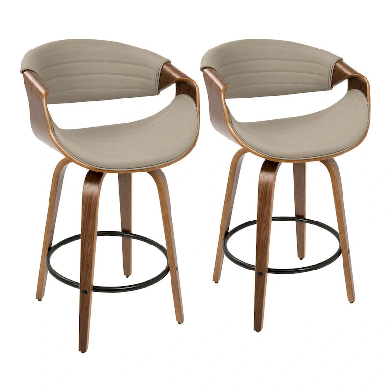 Carson Carrington Kanteborg 26 Fixed-Height Counter Stool with Bent Wood Legs & Round Footrest (Set of 2)