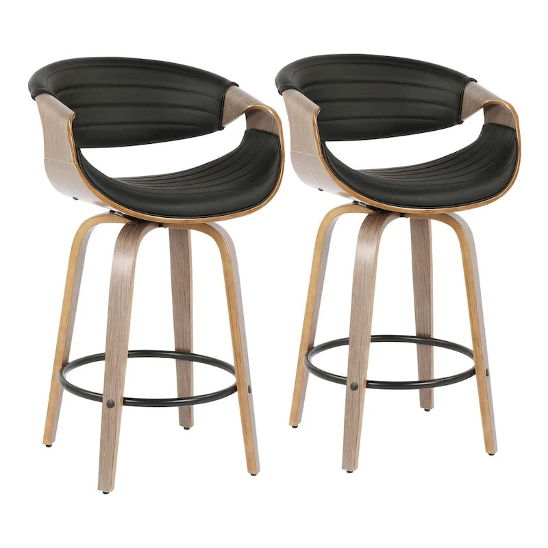 Carson Carrington Kanteborg 26 Fixed-Height Counter Stool with Bent Wood Legs & Round Footrest (Set of 2)