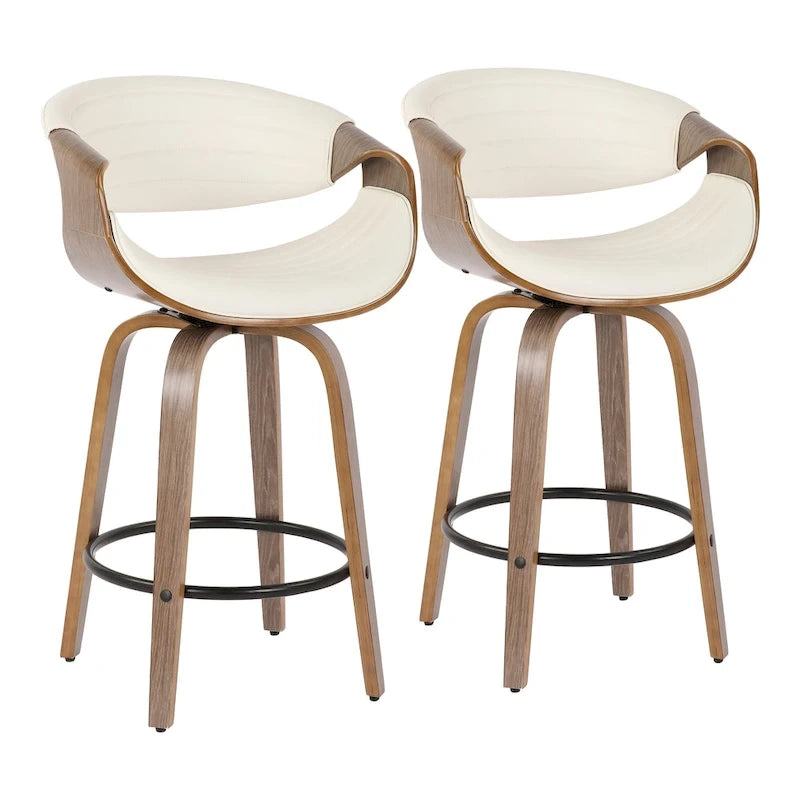 Carson Carrington Kanteborg 26 Fixed-Height Counter Stool with Bent Wood Legs & Round Footrest (Set of 2)