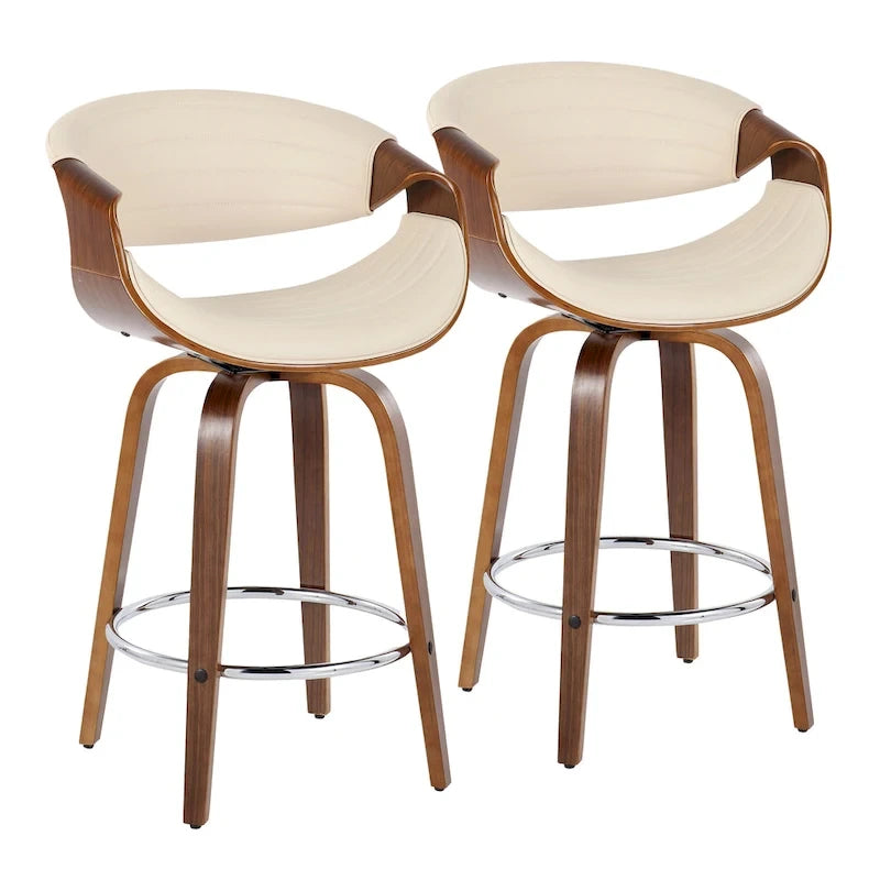 Carson Carrington Kanteborg 26 Fixed-Height Counter Stool with Bent Wood Legs & Round Footrest (Set of 2)