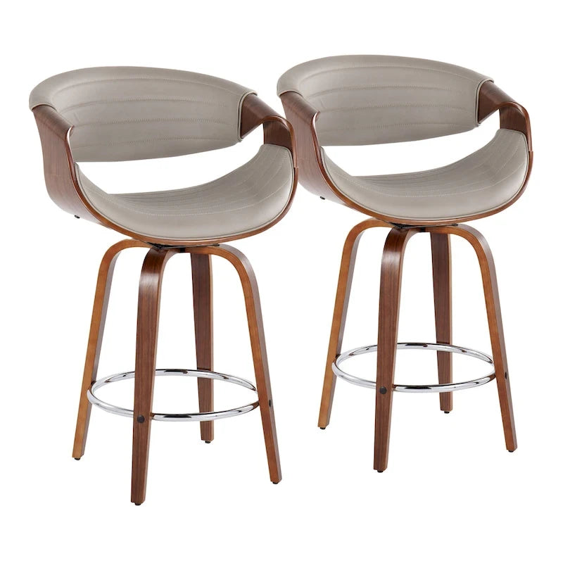 Carson Carrington Kanteborg 26 Fixed-Height Counter Stool with Bent Wood Legs & Round Footrest (Set of 2)