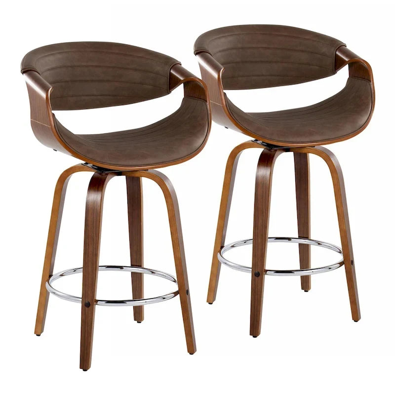 Carson Carrington Kanteborg 26 Fixed-Height Counter Stool with Bent Wood Legs & Round Footrest (Set of 2)
