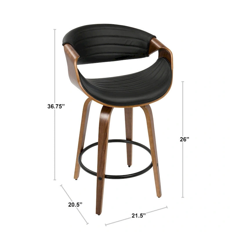 Carson Carrington Kanteborg 26 Fixed-Height Counter Stool with Bent Wood Legs & Round Footrest (Set of 2)