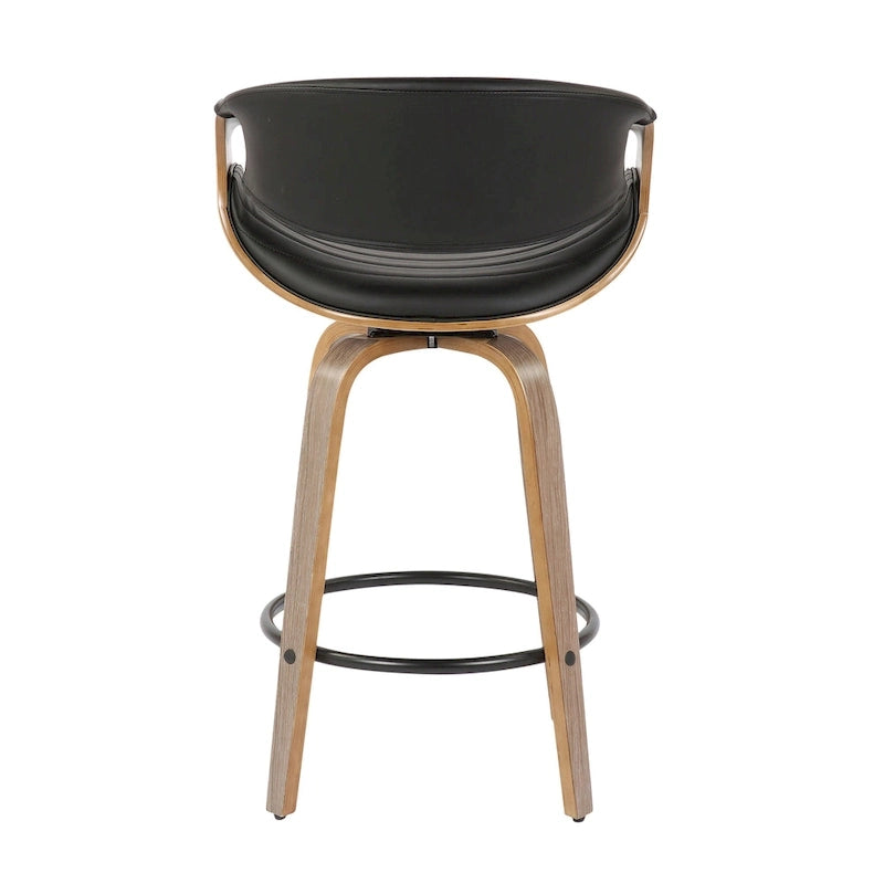 Carson Carrington Kanteborg 26 Fixed-Height Counter Stool with Bent Wood Legs & Round Footrest (Set of 2)