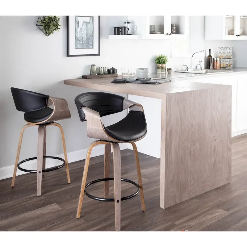 Carson Carrington Kanteborg 26 Fixed-Height Counter Stool with Bent Wood Legs & Round Footrest (Set of 2)