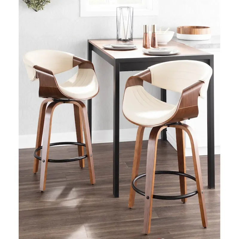 Carson Carrington Kanteborg 26 Fixed-Height Counter Stool with Bent Wood Legs & Round Footrest (Set of 2)