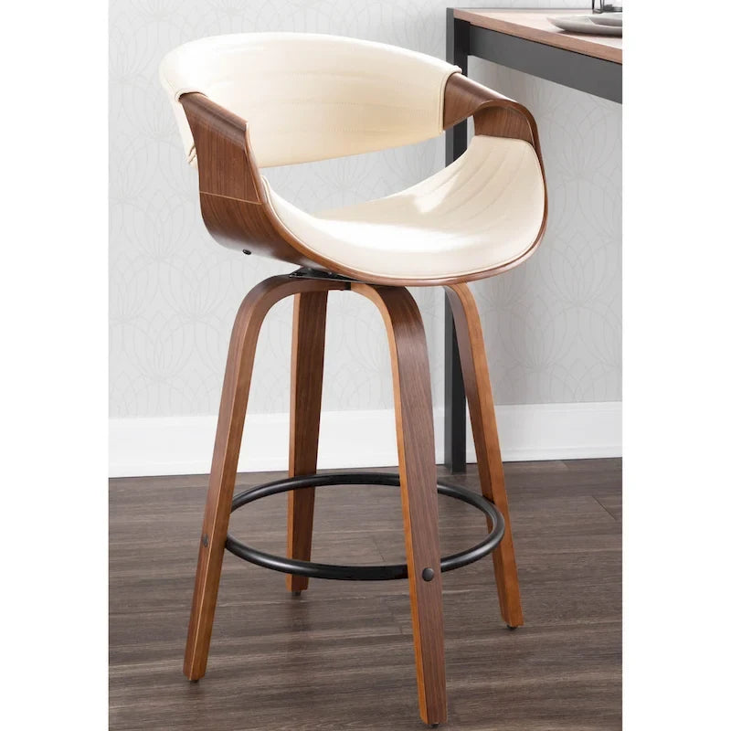 Carson Carrington Kanteborg 26 Fixed-Height Counter Stool with Bent Wood Legs & Round Footrest (Set of 2)