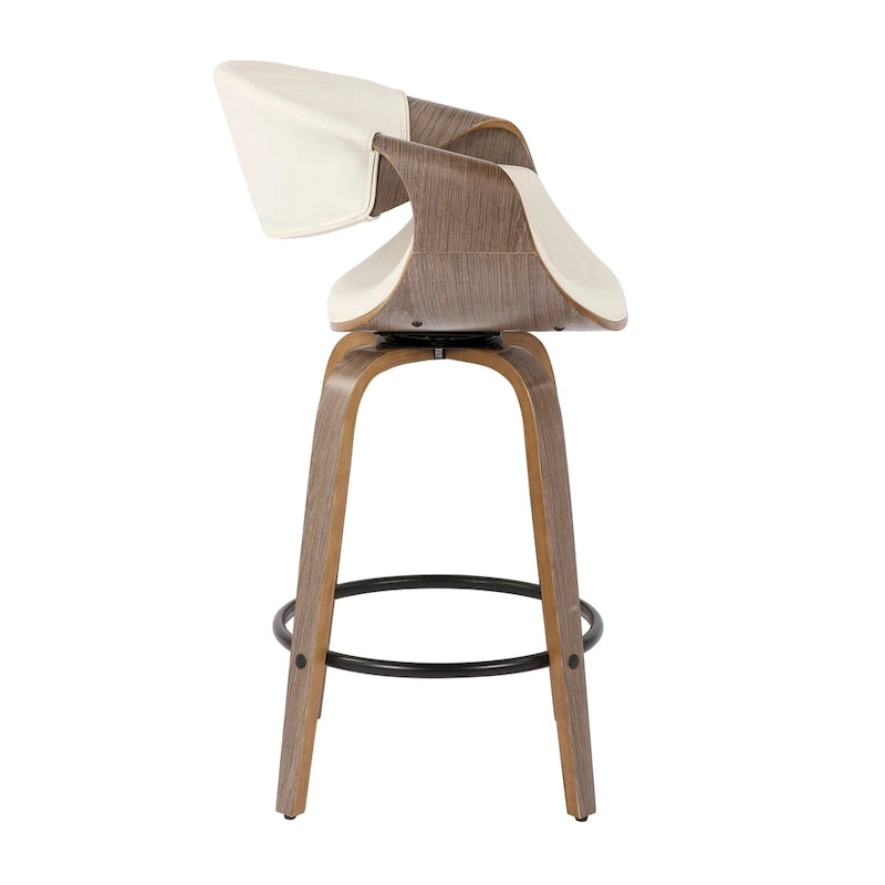 Carson Carrington Kanteborg 26 Fixed-Height Counter Stool with Bent Wood Legs & Round Footrest (Set of 2)
