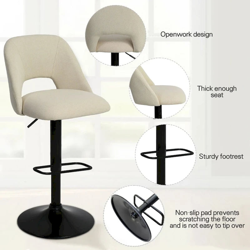 17.7 größerer Sockel, höhenverstellbarer Drehbarhocker aus Vinyl, 2er-Set – 32x17x17
