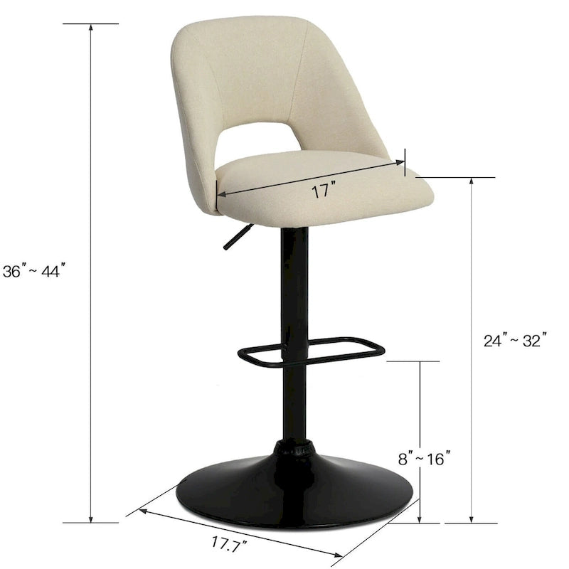 17.7 größerer Sockel, höhenverstellbarer Drehbarhocker aus Vinyl, 2er-Set – 32x17x17