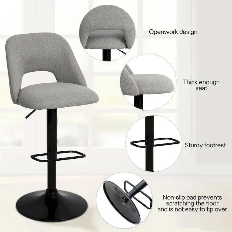 17.7 größerer Sockel, höhenverstellbarer Drehbarhocker aus Vinyl, 2er-Set – 32x17x17